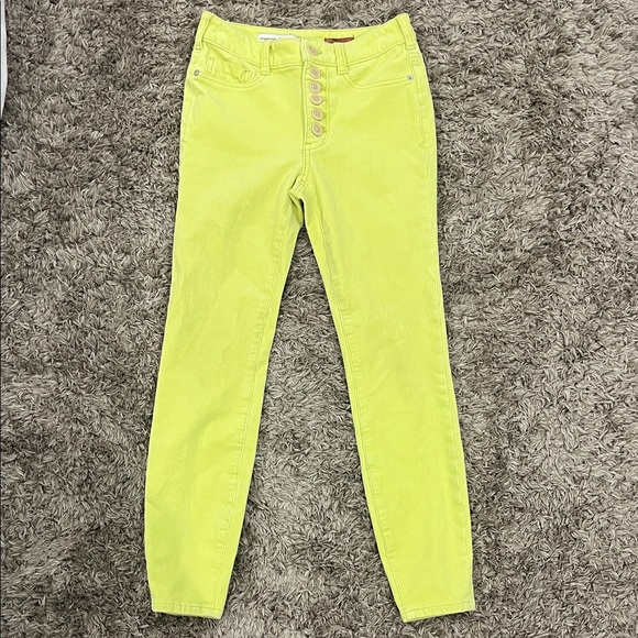Anthropologie Pants - Anthropologie PILCRO Neon Lemon Yellow chartreuse cords High-Rise Jeans